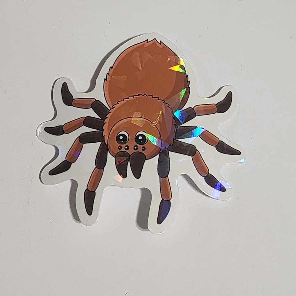 Brown Spider Insect Cartoon Sticker Decal Shiny Holographic 2 Inch New